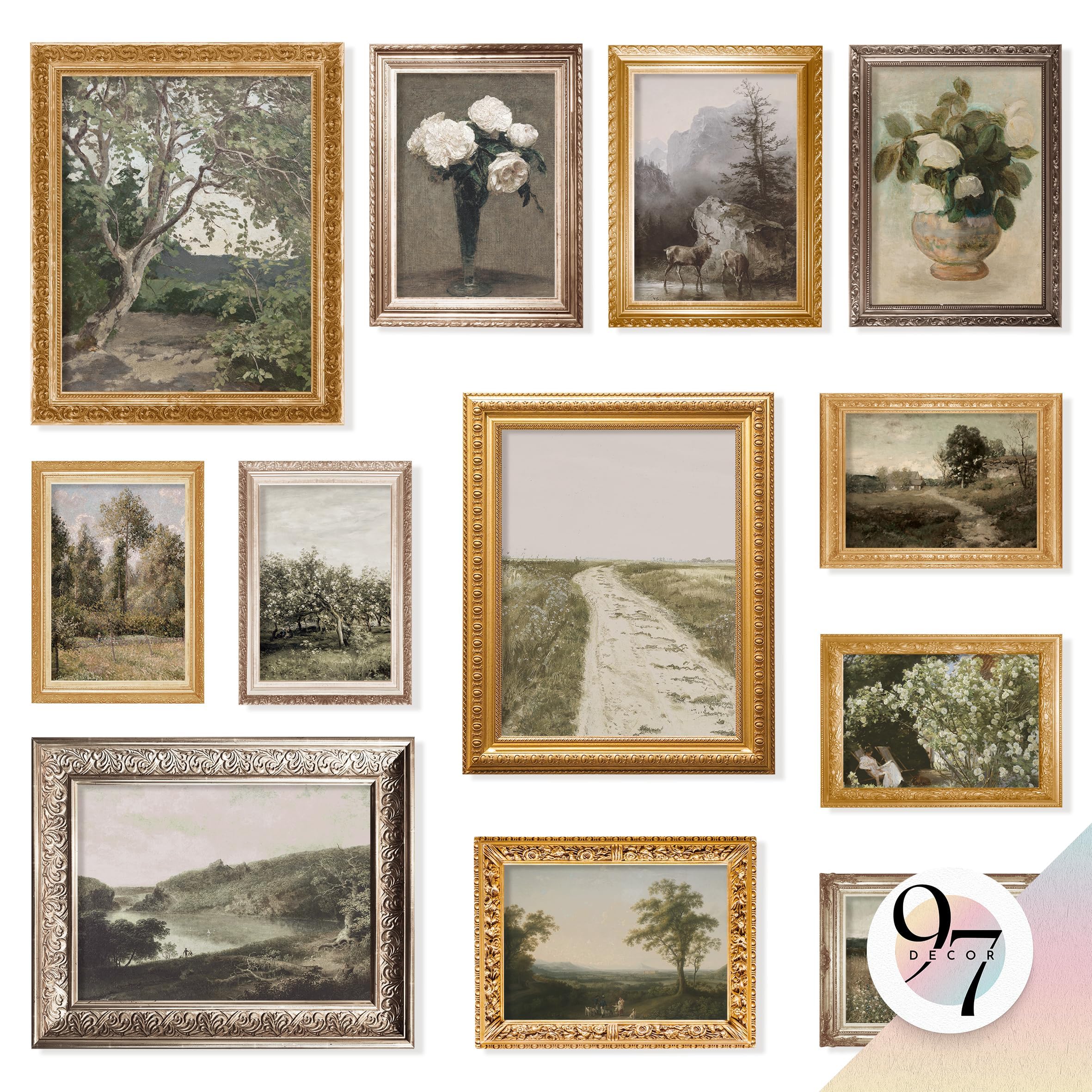 97 Decor French Country Wall Art Decor - Vintage Wall Art Prints, Cottagecore Wall Decor Vintage Botanical Print, Nature Poster Landscape Painting