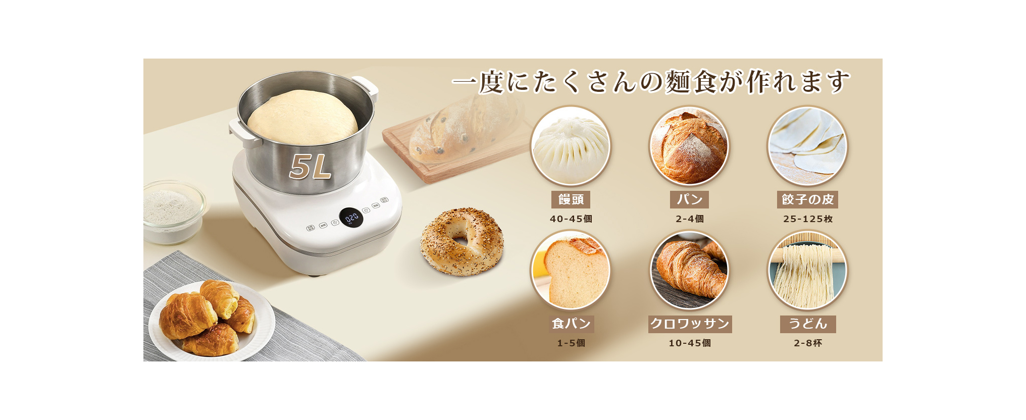 Amazon | Moongiantgo パンこね機 家庭用パンニーダー 5L 生地