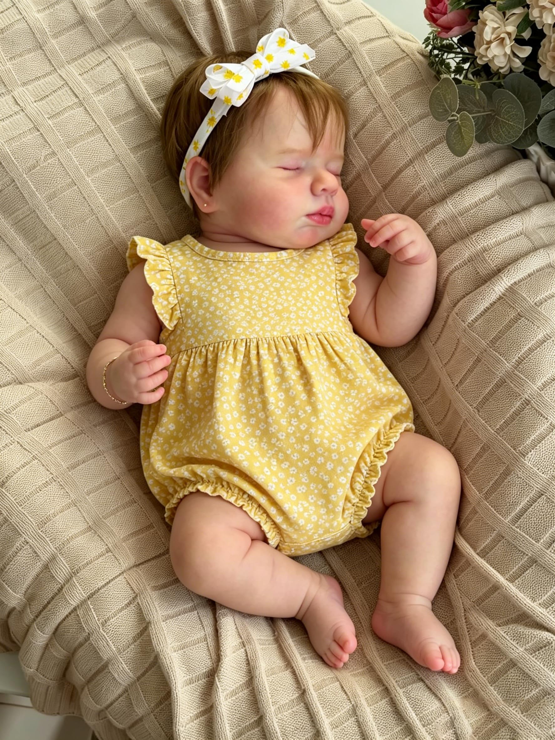 Anano Reborn Baby Vollsilikon Lebensecht, Echte Baby Puppe 50 cm Reborn Toddler Vollsilikon Baby Reborn Puppen Lebensecht Fütterfunktion, Lebensechte Puppen Mit Zubehör