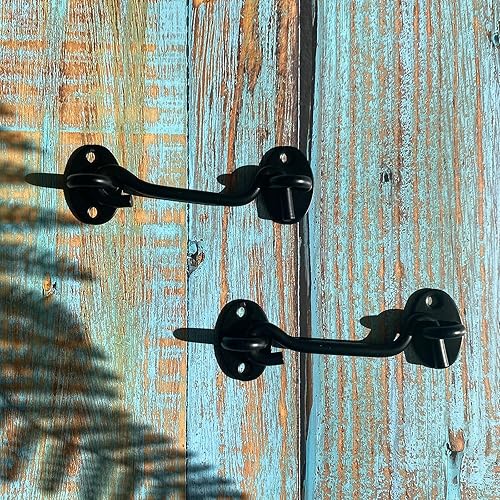 Miniatura 7 de Cerradura de puerta de granero negro de 4 pulgadas, accesorios para ganchos de ventana, cerradura de puerta con tornillos, pestillo de puerta de