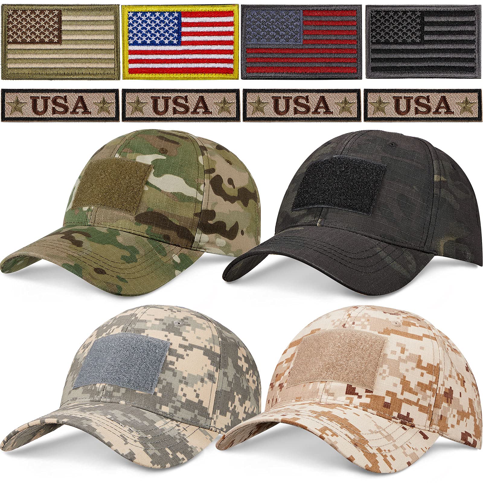 GeyogaTactical Flag Hat Military Patch Hat USA Flag Operator Cap for Men
