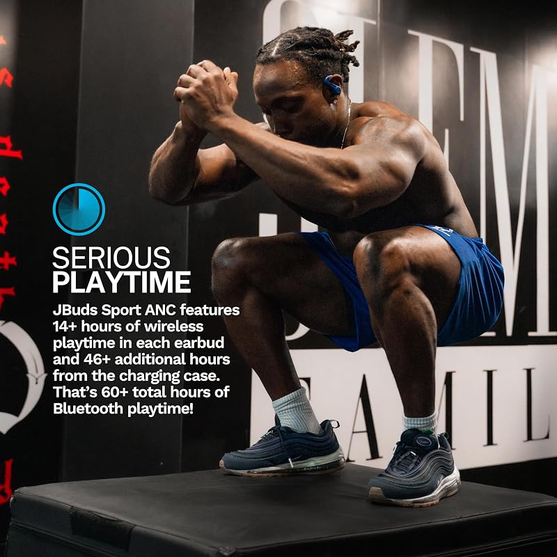 JLab JBuds Sport ANC 4 True Wireless Earbuds, Hybrid ANC, Bluetooth Multipoint, 2-Mic ENC Clear Calls, IP66 Sweatproof, Cobalt Blue image 4