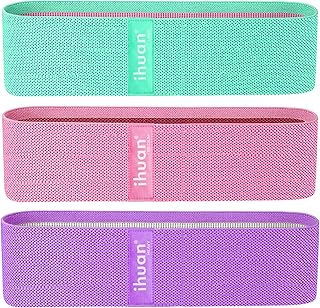 ihuan Resistance Bands for Legs and Butt, 3 Levels Exercise Band, Anti-Slip & Roll Elastic Workout Booty Bands for Women Squat Glute Hip Training