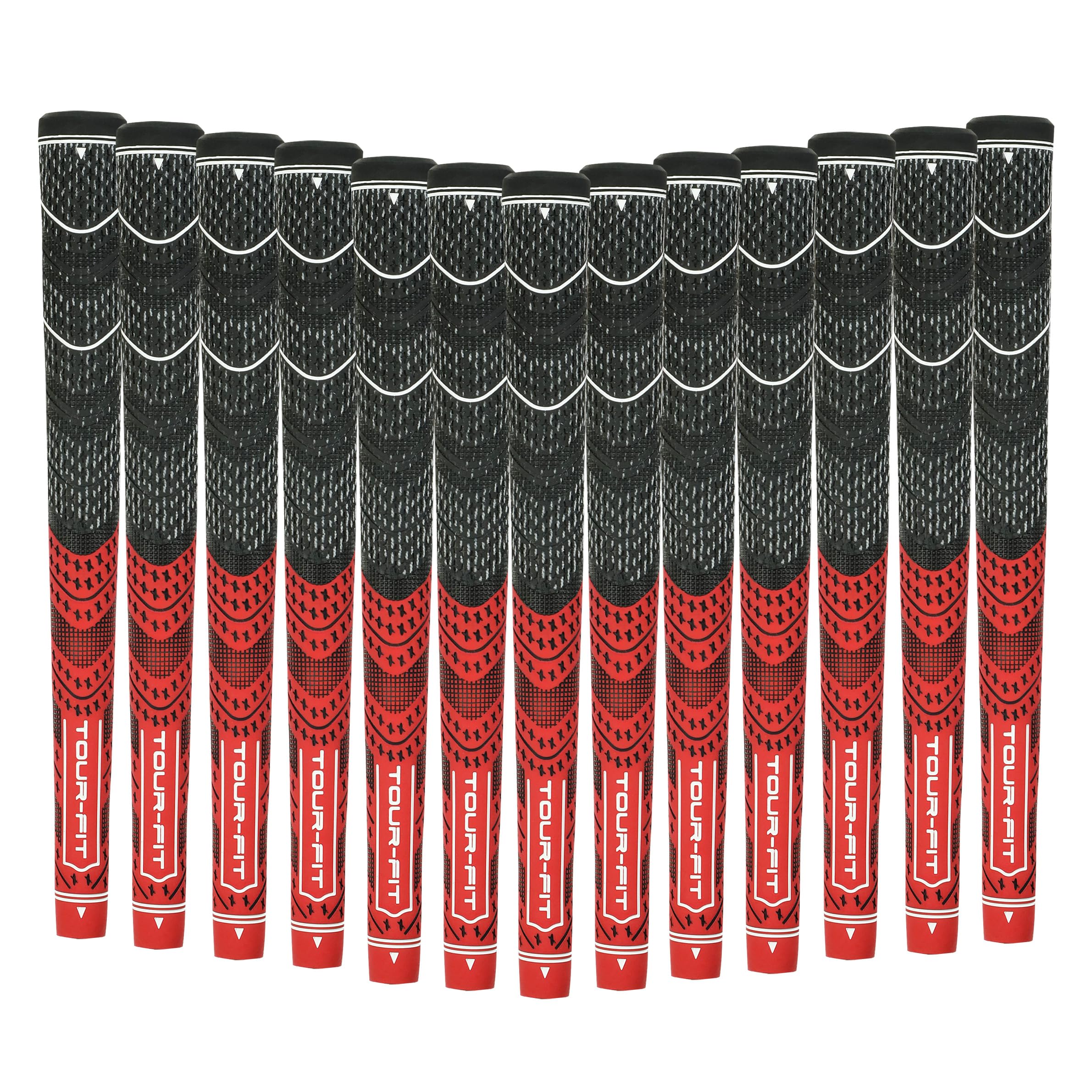 Golf Grip Tour Fit Dual Compound Premium Half Cord Golf Grips Standard Midsize Golf Grips with Golf Tape Set of 1/3/6/9/13 (Standard, Black/Red set of 13)