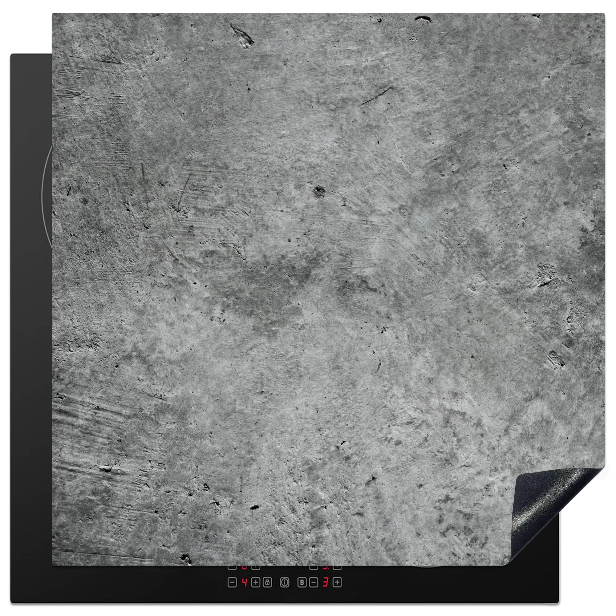 KitchenYeah© Induction Hob Protector Mat 30.7"x30.7" / 78x78 cm Stove Cap Top Cover Kitchen Cooker Covers for Electric Hobs Vinyl Concrete - Slate - Grey - Concrete Structure