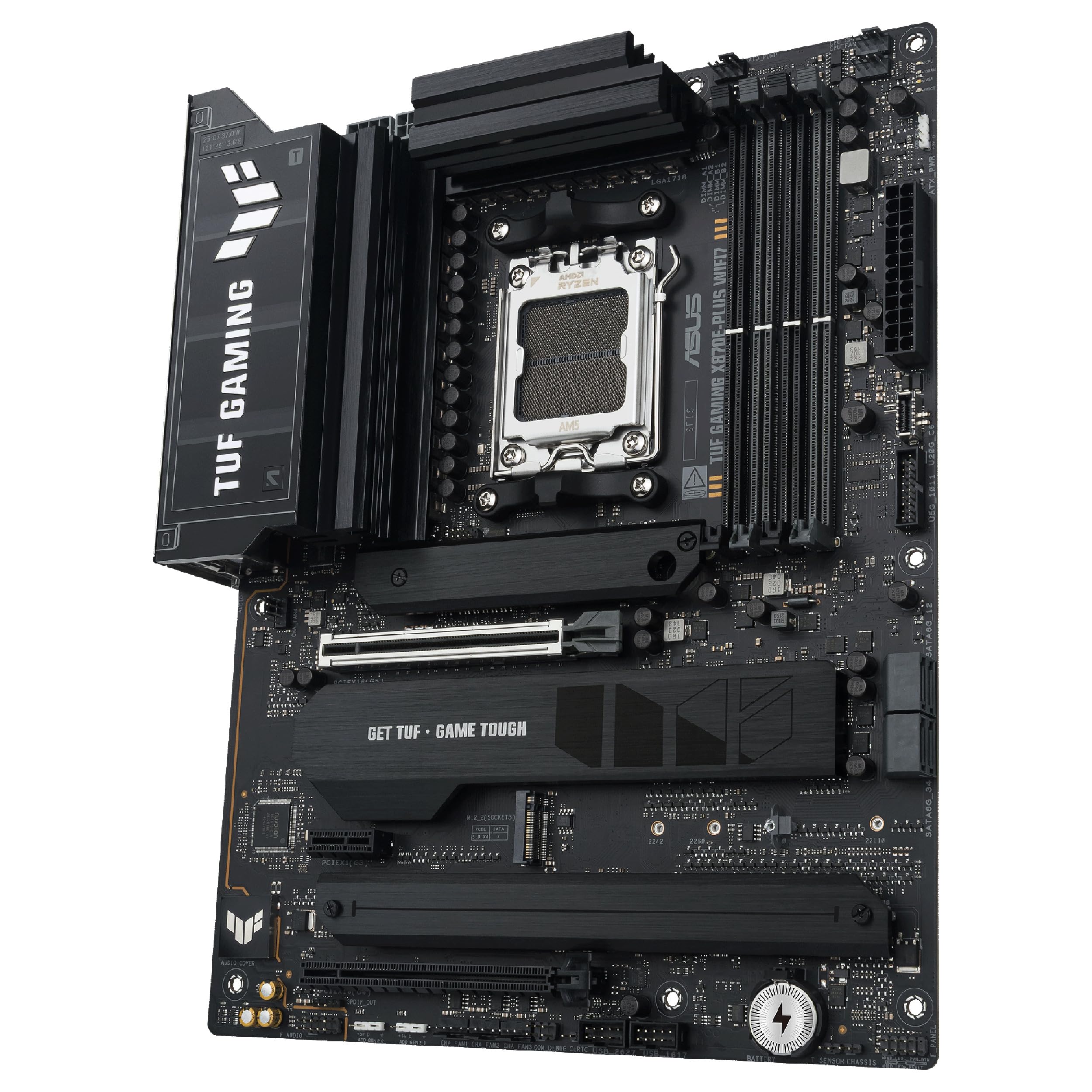 ASUS TUF Gaming X870E-PLUS WIFI7 Placa Base AMD X870E ATX, VRM de 16+2+1 Fases, DDR5, PCIe 5.0, Q-Release Slim, M.2, WiFi 7, USB4 Tipo-C, Aura Sync, AI Cooling II, AI Networking II y AI Overclocking