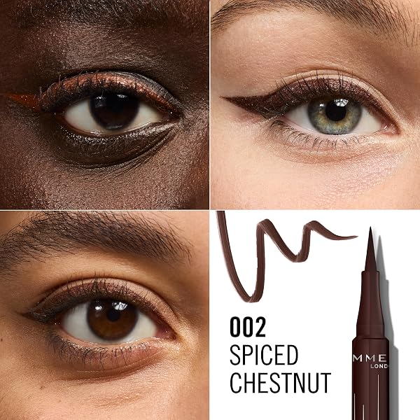 Rimmel Wonder'Ink Precision Liquid Eyeliner Pen, 002 Spiced Chestnut, Waterproof, Smudge-proof, Long-Lasting, Highly Pigmente - 1