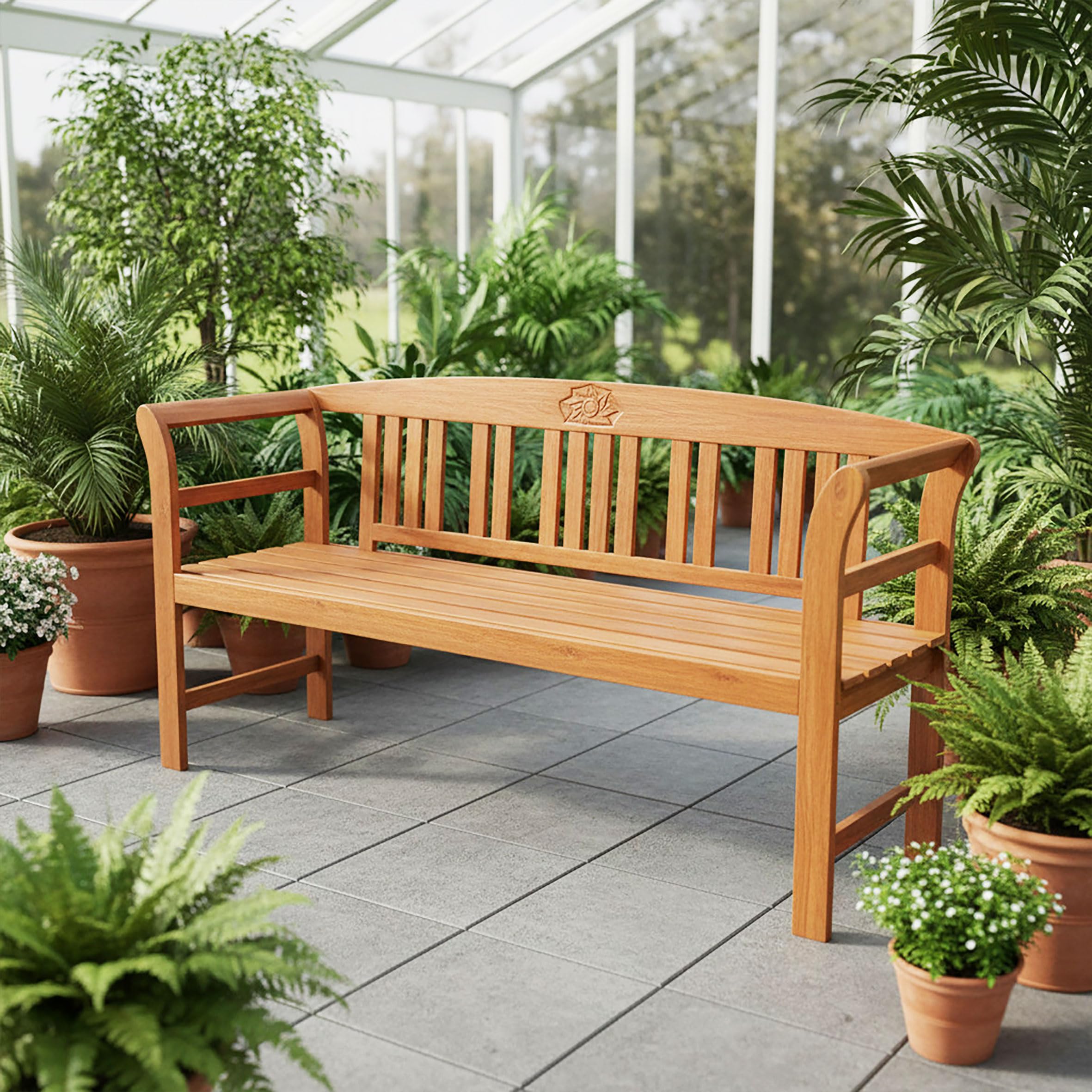 Spetebo Eukalyptus Gartenbank 3-Sitzer 157 x 82 cm | FSC Massivholz Bank für 3 Personen für Terrasse Balkon Garten, Hartholz Sitzbank geölt