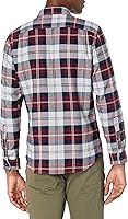 Vista 56 de Yaxa Essentials Camisas de franela de manga larga para hombre, corte ajustado, a cuadros con botones