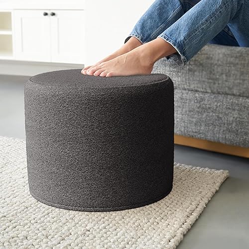 Miniatura 10 de ZICOTO Hermoso puf Boucle otomano y reposapiés – Eleva la decoración de tu sala de estar con comodidad ligera y encanto – Un taburete redondo