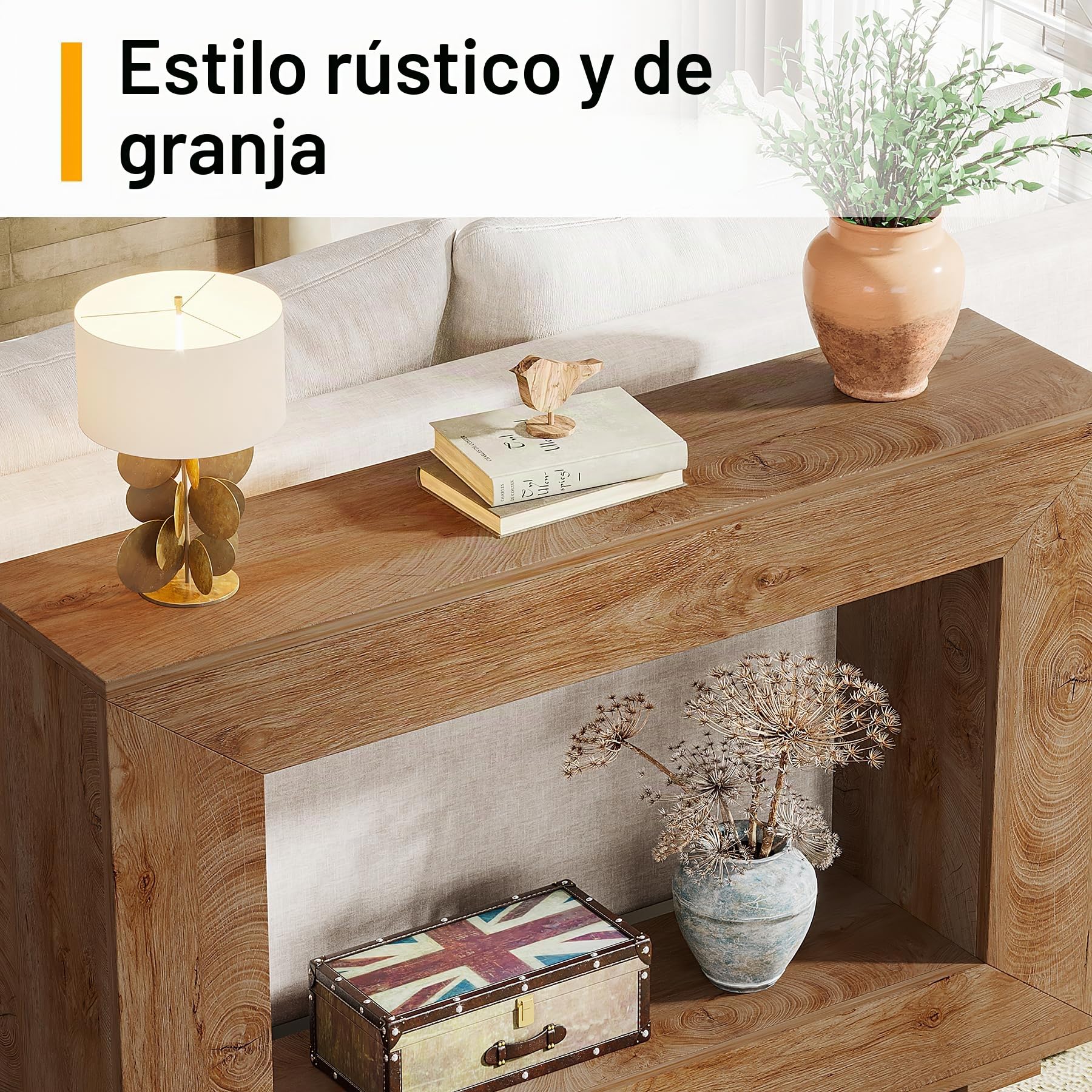 Tribesigns Mesa Consola, Consola de Entrada Industrial, 120 x 30 x 83,5 cm, Mesa Auxiliar de Pasillo, Mesa Auxiliar de Almacenamiento para Pasillo, Sala de Estar, Grano de Madera