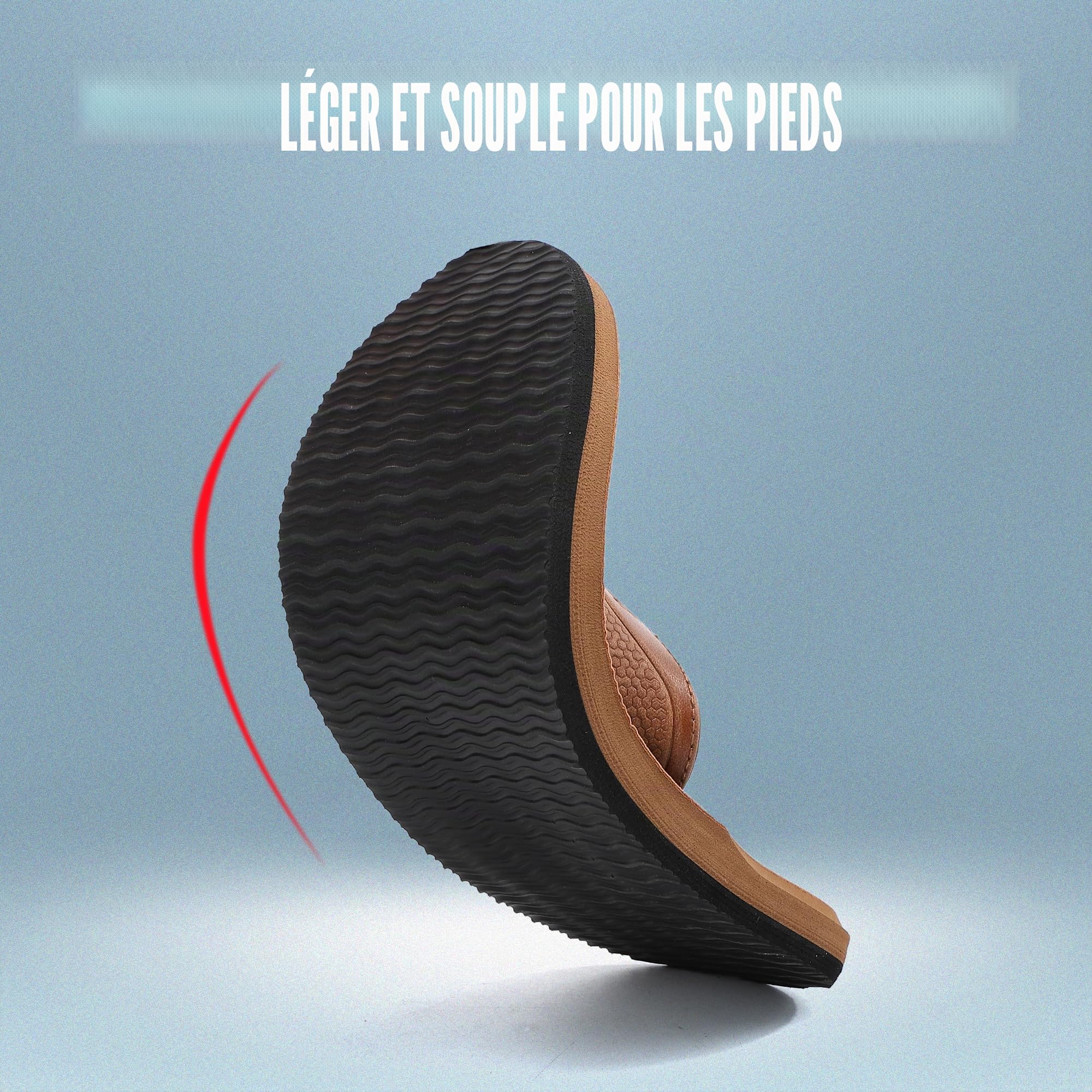 ARRIGO BELLO Tongs Homme Tongue Cuir Claquette Été Confortable Piscine Plage Antidérapant Sandales Taille 41-46
