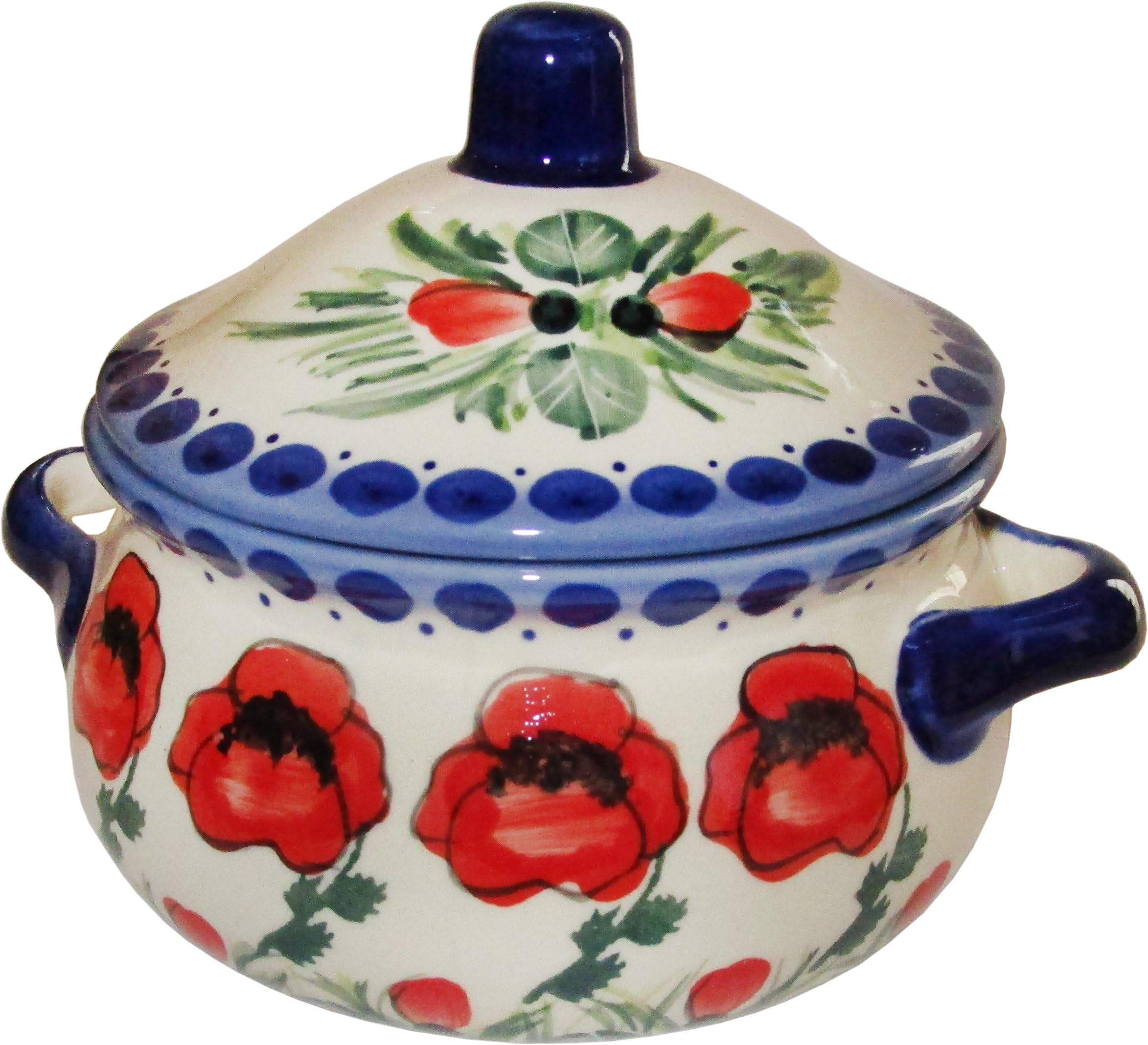 Boleslawiec Stoneware - Polish Pottery Container - Eva's Collection "Poppy Field"