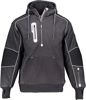 RefrigiWear Extreme Hybrid Pullover Hoodie - Wind-Resistant Hoodies for Men - Water-Resistant Zip-Up Sweatshirt for Men - Black - Large