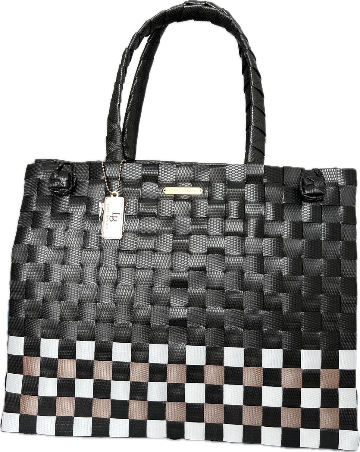 Cindy Luxe Checkered Handbag – Woven Tote Purse for Women, Elegant & Eco-Friendly Design