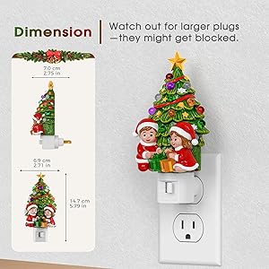 Briignite Christmas Tree Night Lights for Kids, Night Light Plug into Wall 3000K Warm White LED, Gift Box Design Night Light for Children's Room, Nursery, Bedroom, Christmas Decor
