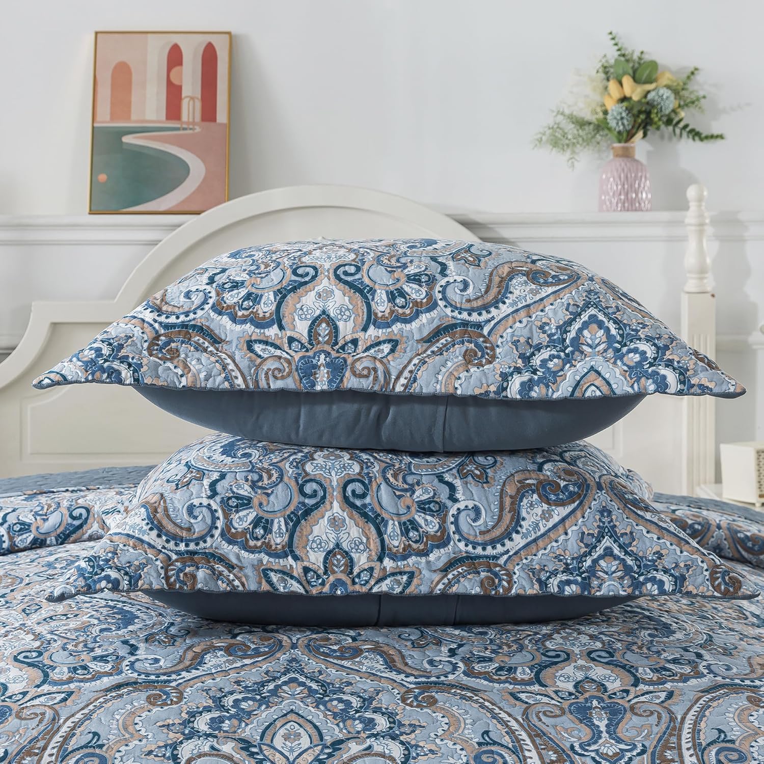 Queen Size Quilt Set, Crown Grey Queen Quilt 3 Pieces, Lightweight Cotton Bedspread, Soft Bedding Set for All Season, Reversible Coverlet Bedding Set, Queen Size 90"x98" - Image 6