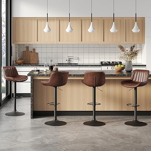 Volans Bar Stools Set of 4, Mid Century Modern Faux