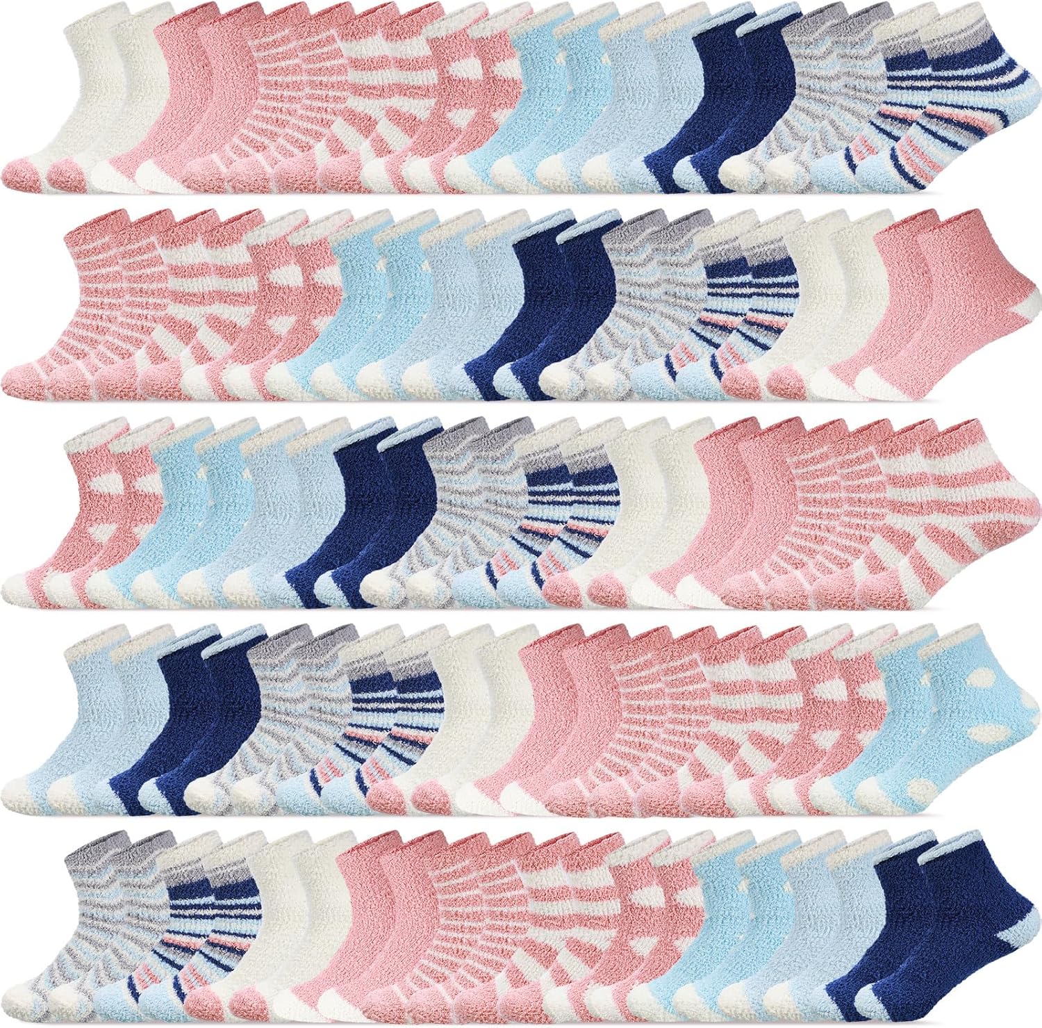 Foaincore 50 Pairs Women Fuzzy Socks Bulk Winter Fluffy Sleeping Slipper Warm Plush Socks Christmas Stocking Stuffers Gifts for Women