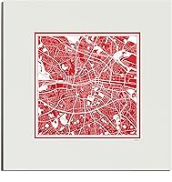 Vista 143 de O3 Design Studio Mapa de corte de papel Madrid negro mate de 20 x 20 pulgadas