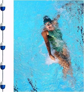 Cuerda De Seguridad For Piscina, Divisor De Piscina Blanco Y Azul, Separador De Carriles De Piscina con Gran Flotabilidad, Cuerda Flotante Trenzada De Nailon For Piscinas.(35m Long/115Foot)