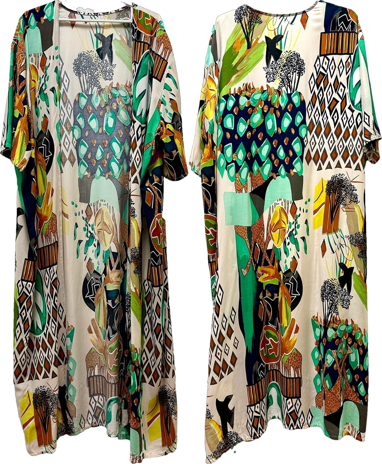 Over sized kimonos Women's geometry Print Rayon kimonos for summer loose Open Front Soft long bird image 5