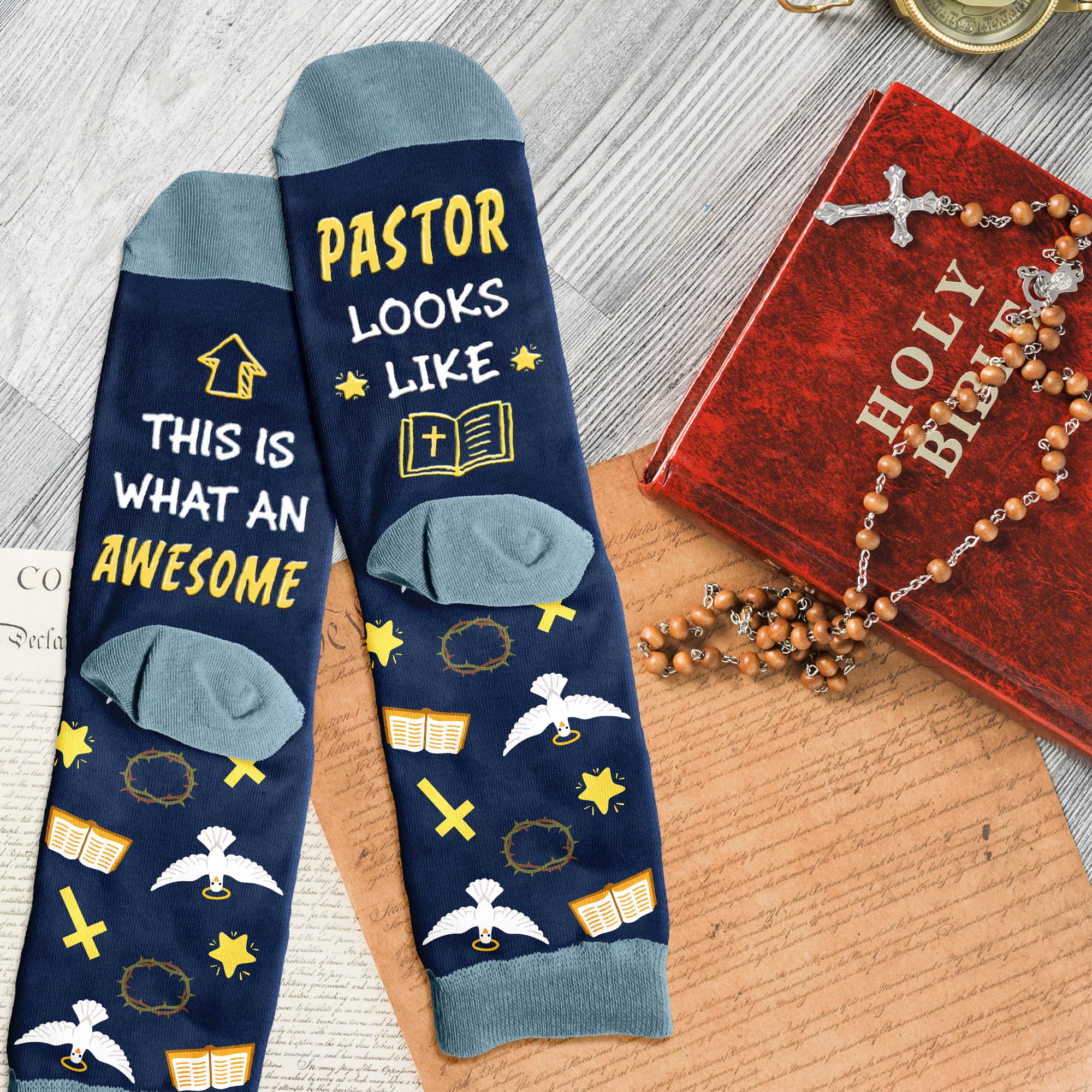 Pastor Appreciation Gifts - Christian Fathers Day Gift for Men, Inspirational Religious Socks for Pastors