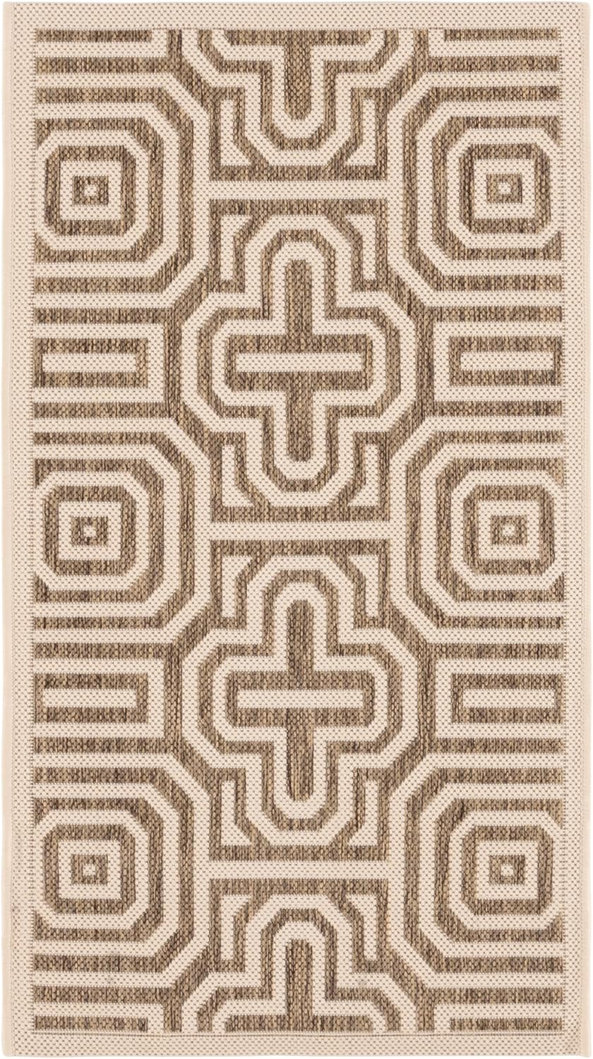 SAFAVIEH Washable Rug Outdoor Courtyard Collection - 2' x 3'7", Natural & Brown, Non-Shedding & Easy Cleaning, Ideal for Patio, Front Door, Entryway, Doormat (CY2962-3001)