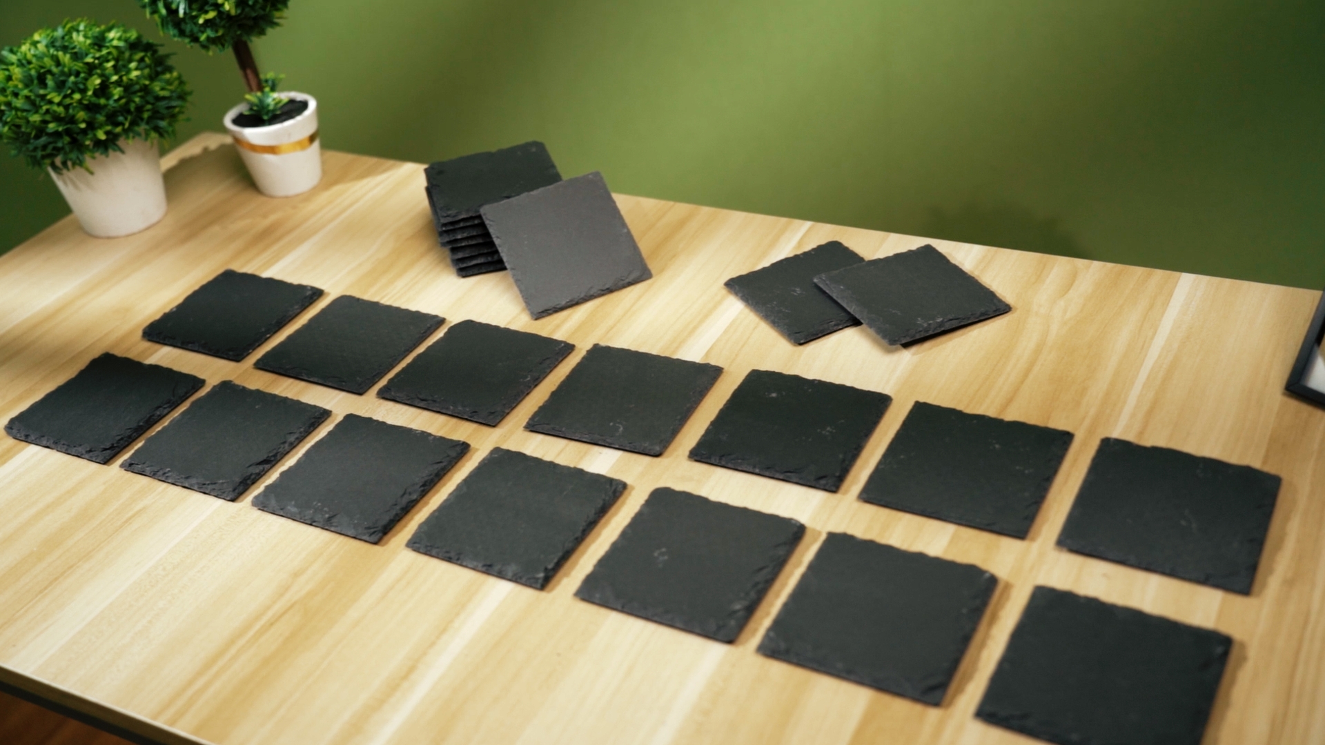 48 Pieces Slate Drink Coasters, 4 Inch Black Coasters Stone Coaster Set, Lase