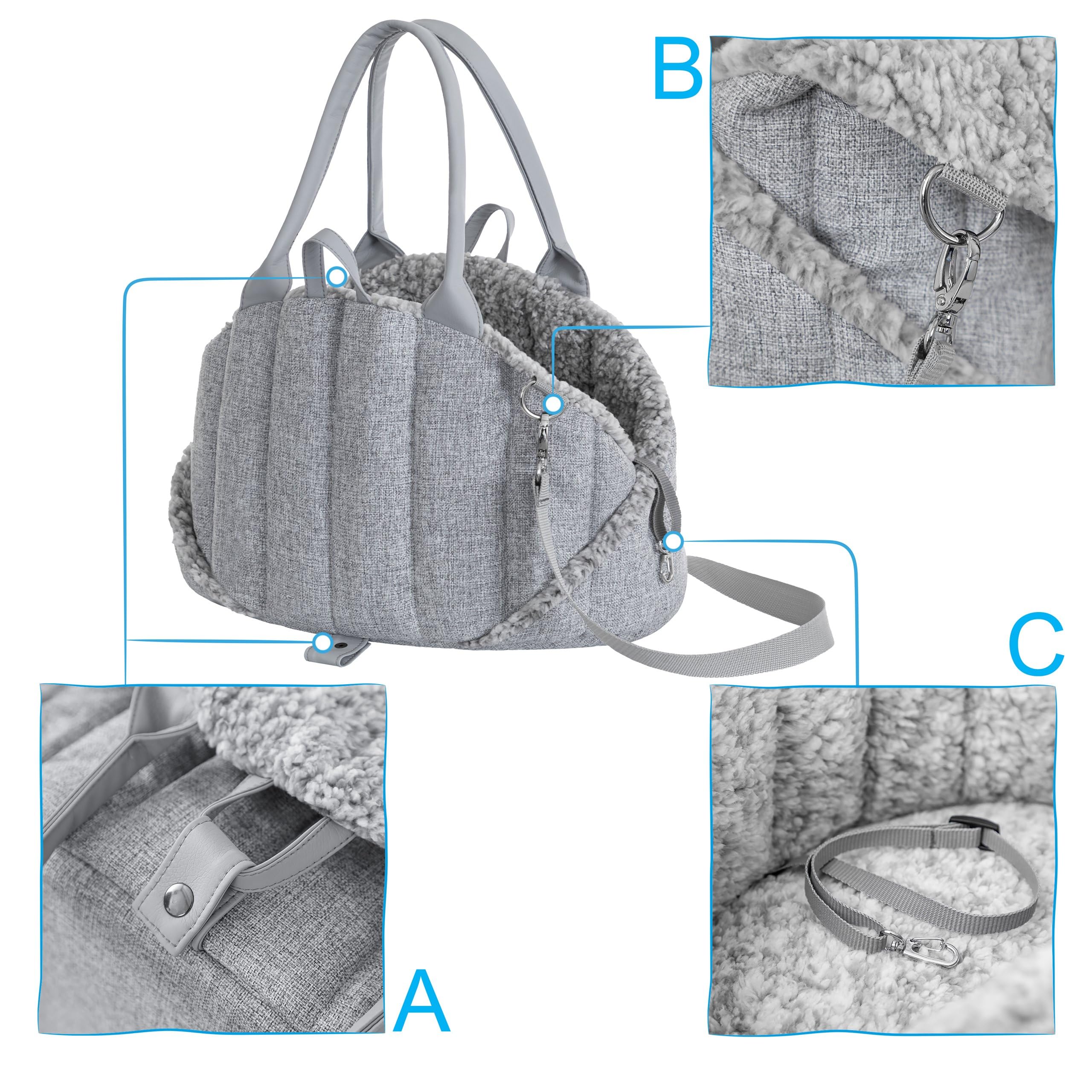Bolsa para perros, portabebés, bolsa de transporte, para mascotas, altura regulable, accesorios para perros, caja de transporte, 47 x 29 x 32 cm, cenizas Inari