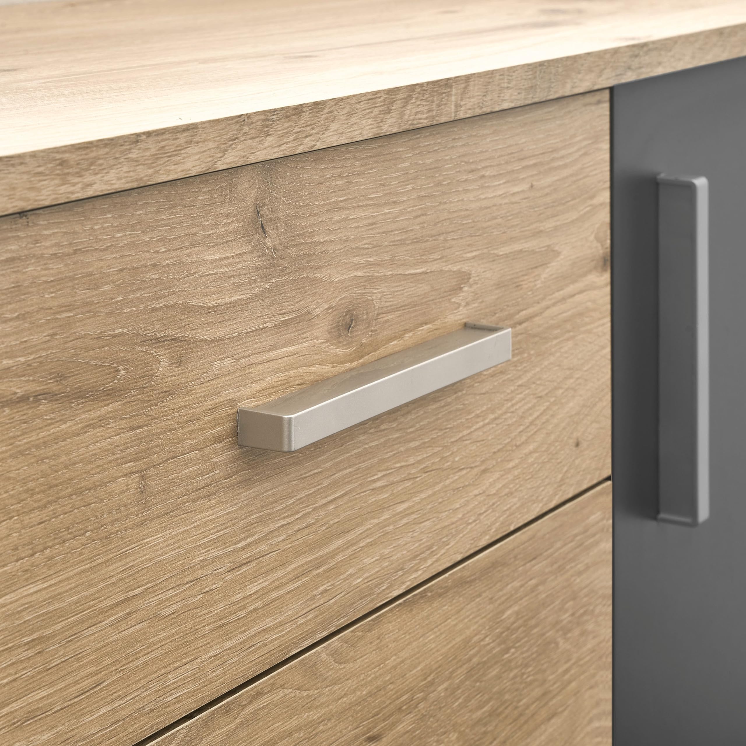 BC 1040 Sideboard Kommode mit Schubladen Stauraum in Grau Viking Oak Optik