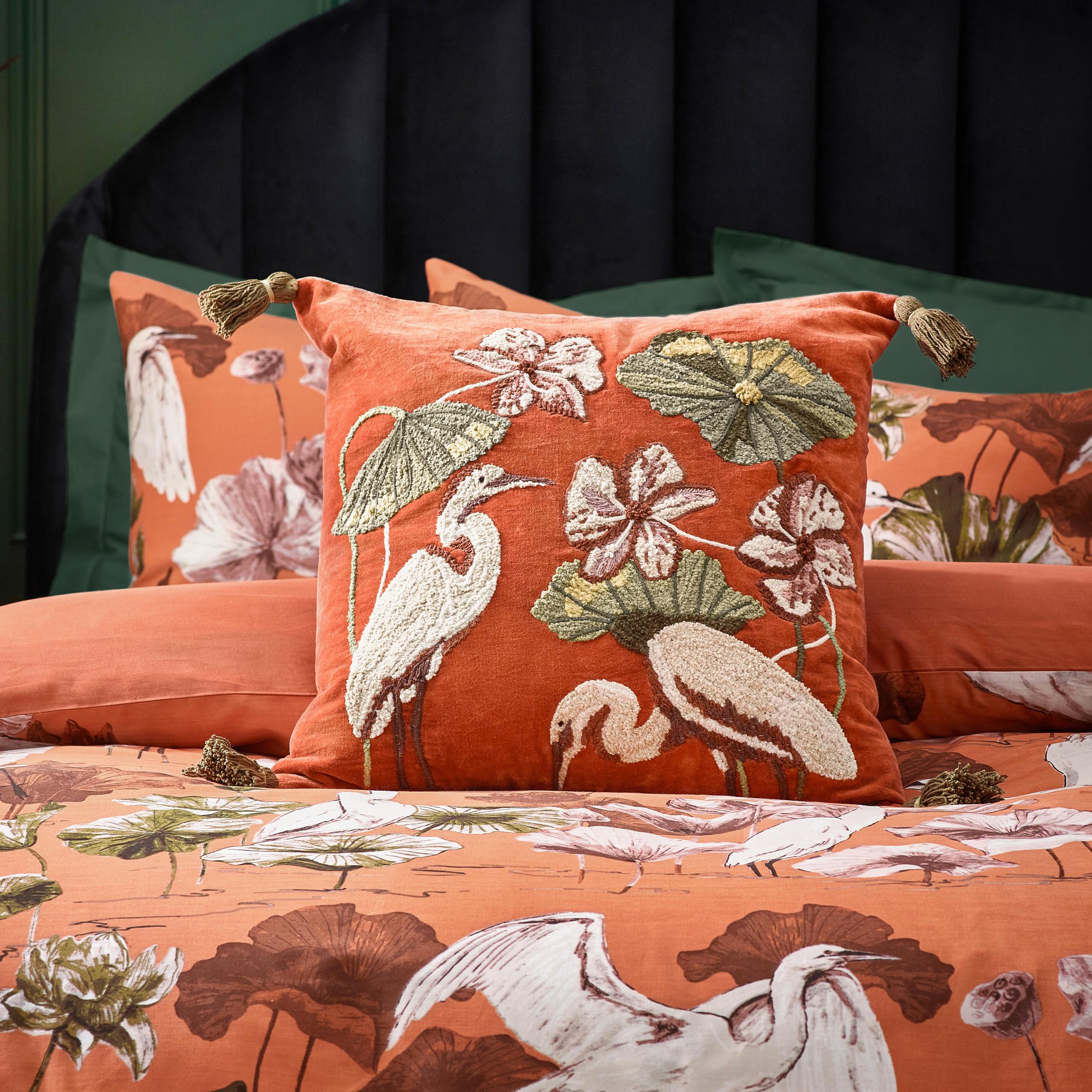 Wylder Kushiro Embroidered Velvet Cushion Cover from B&Q