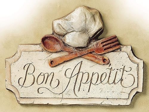 Bon Appetit Shabby-Chic Kitchen Prints Retro Vintage - Letrero de metal de 12 x 8 pulgadas