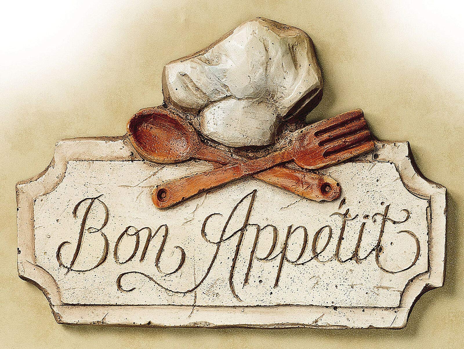 Bon Appetit Shabby-Chic Kitchen Prints Retro Vintage Metal Tin Sign 12" X 8"