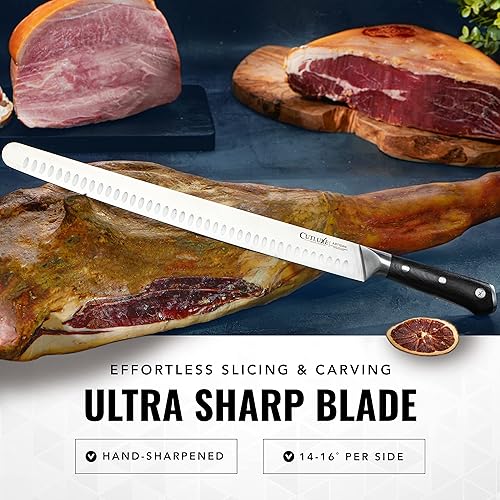 Miniatura 3 de Cutluxe Cuchillo de trinchar extralargo de 14 pulgadas – Cuchillo de pechuga, carne afilada y barbacoa Knіfe – Acero alemán de alto carbono – Diseño
