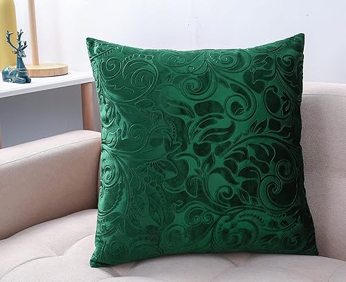 Miniatura 7 de Funda de cojín TangDepot de terciopelo pesado, con relieve, tela de terciopelo floral, anaglifo