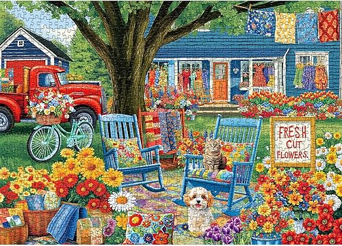 Miniatura 2 de Rompecabezas de jardín de flores para adultos, 1000 piezas, rompecabezas de flores naturales, rompecabezas de perro y gato, rompecabezas de plantas