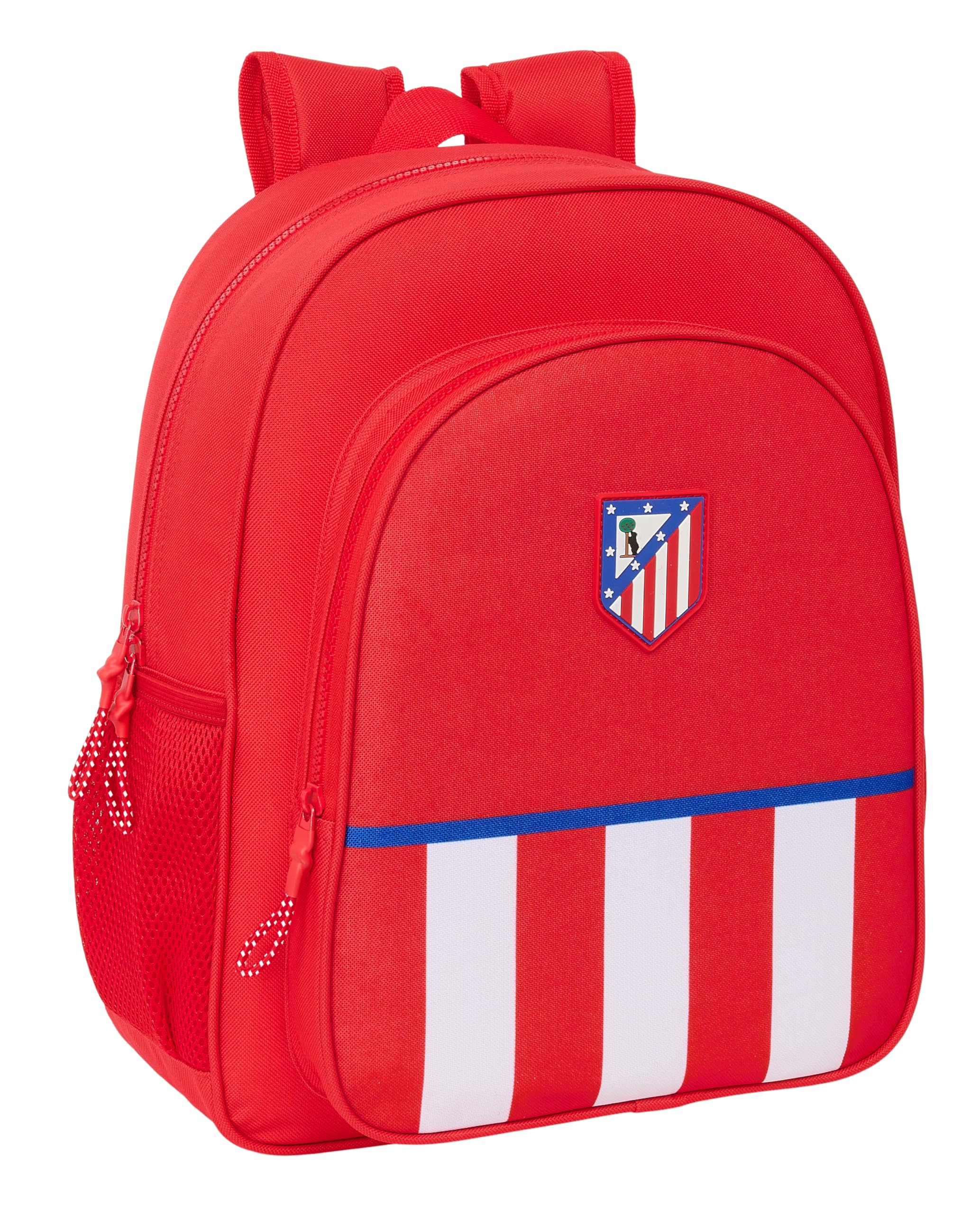 Safta ATLÉTICO DE MADRID - Mochila Escolar Niño, Mochila Infantil, Adaptable a Carro, Ideal para Niños en Edad Escolar, Cómoda y Versátil, Calidad y Resistencia, 32x12x38 cm, Color Rojo