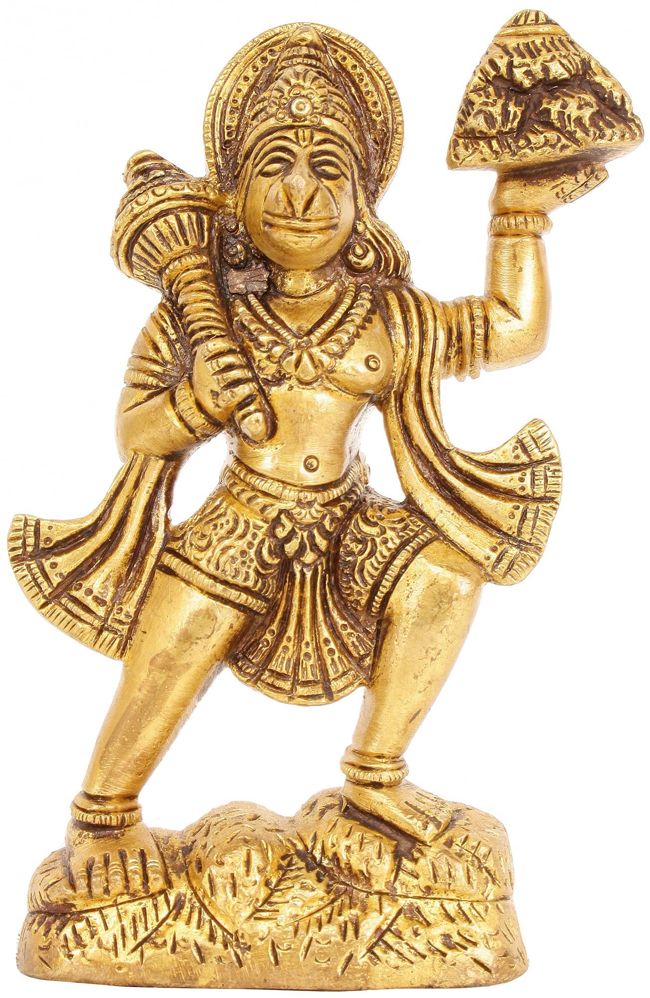 Idol Collections Brass Sankat Mochan Hanuman Statue, Height 5" I Home Decor