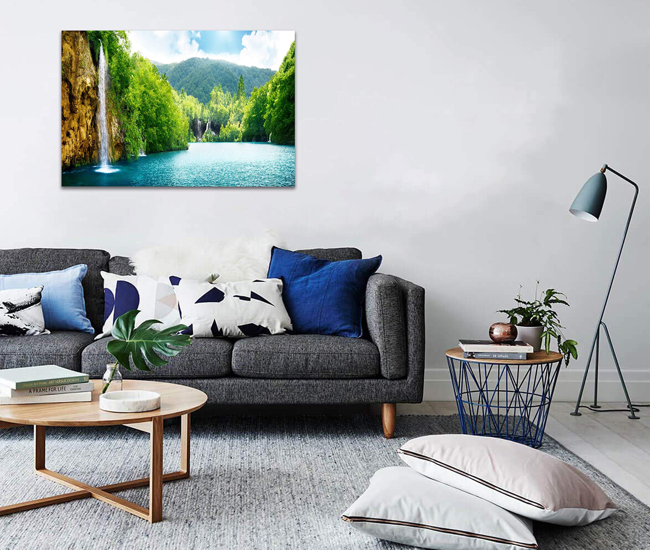 Amazon.co.jp: 森の絵 ポスター 滝 の 絵 風水 玄関風水絵画 自然写真