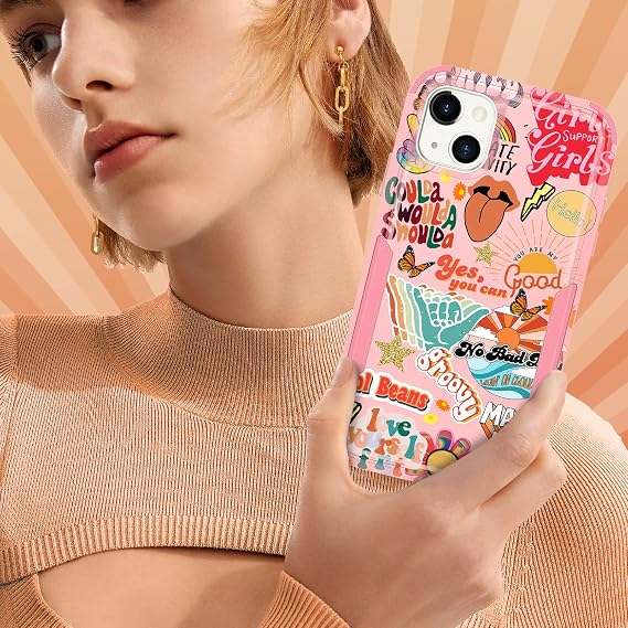 iPhone 13用 高耐久 ケース 保護 ピーチ エステティック デザイナー 落下試験済み かわいい ケース メンズ レディース ガールズ 耐衝撃 保護 頑丈 バンパー 電話ケース iPhone 13用