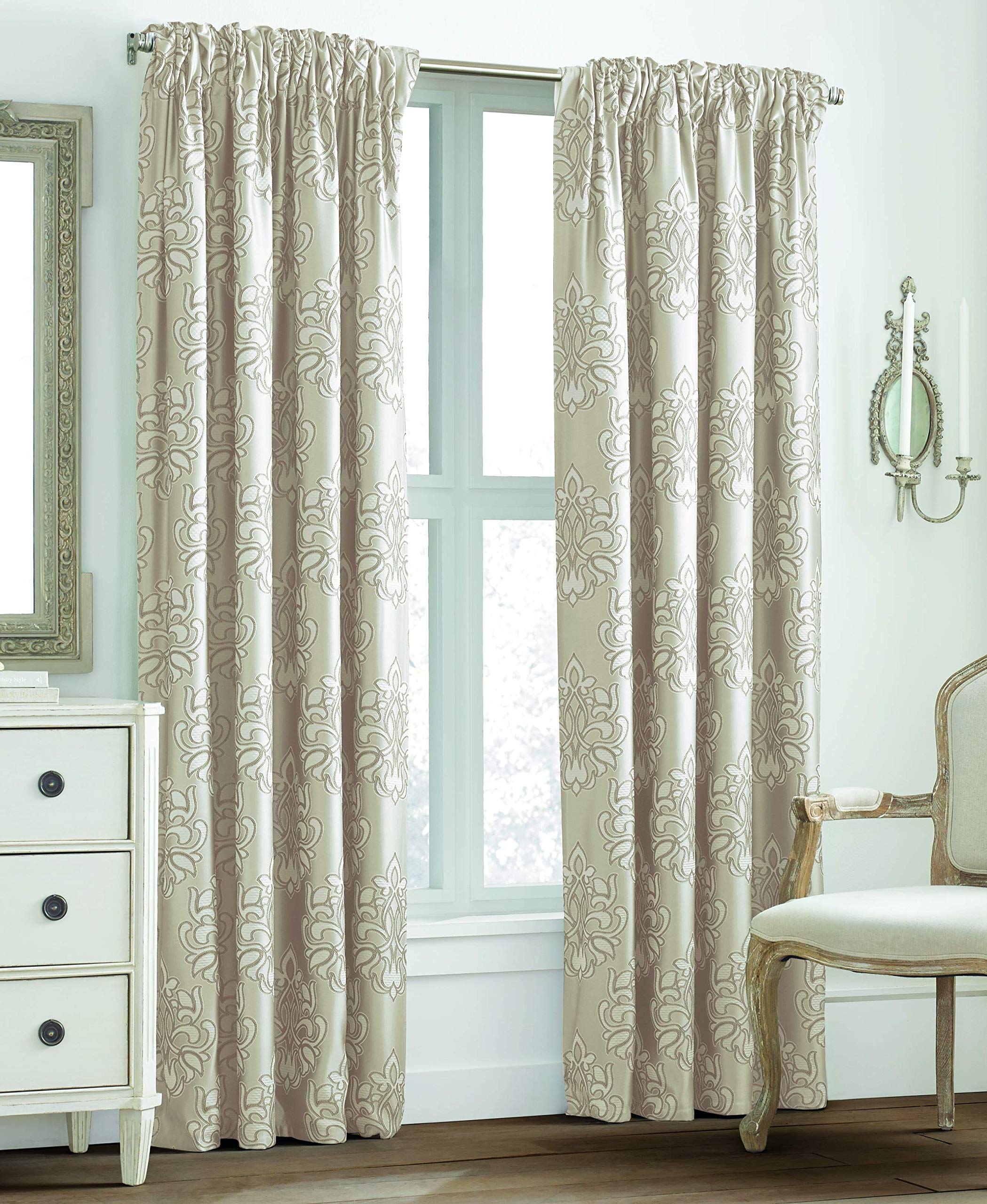 Valeron Glenview Pencil Pleated and Rod Pocket Window Panel, 95", Cream