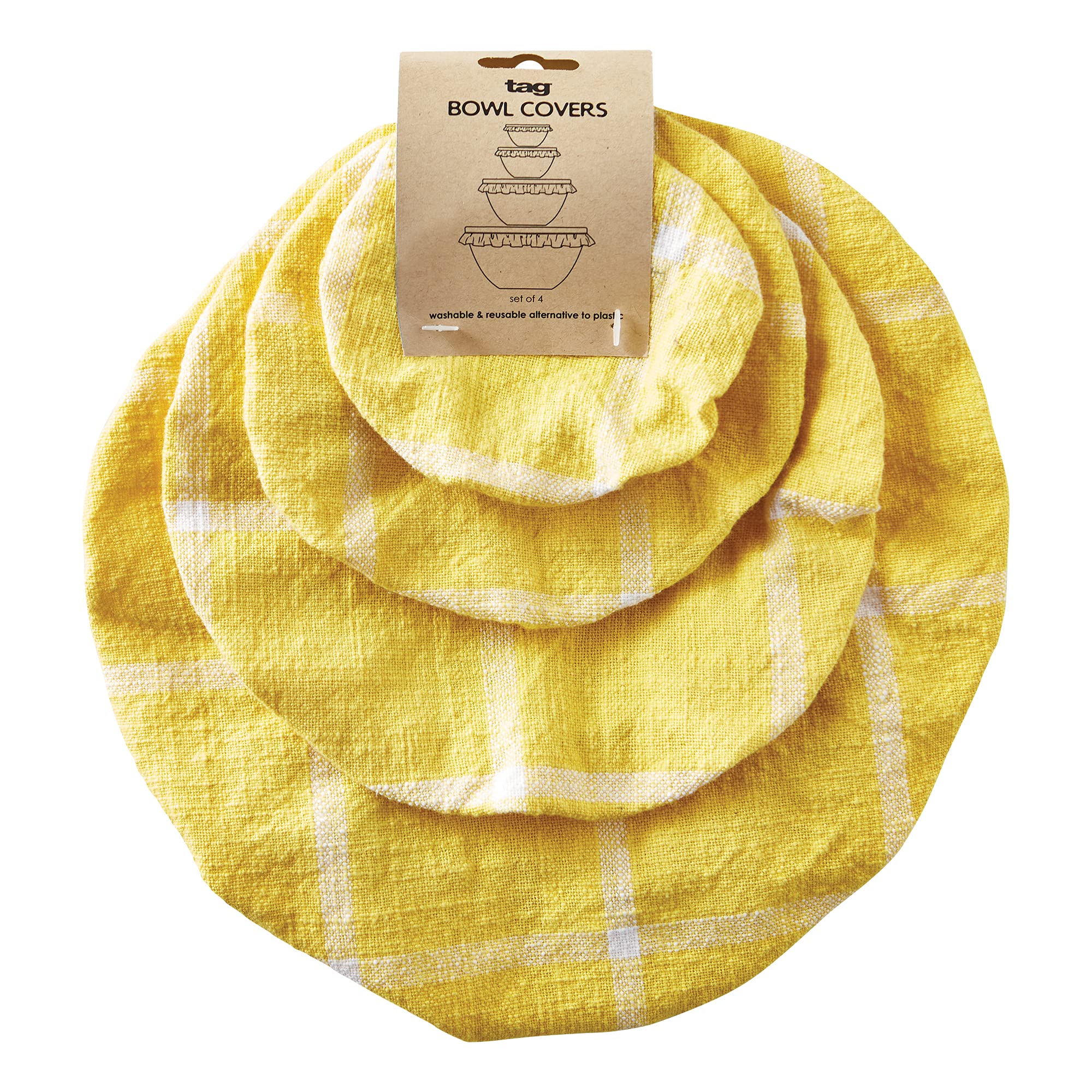 TAG Classic Check Bowl Cover Set Of 4 Yellow YEL