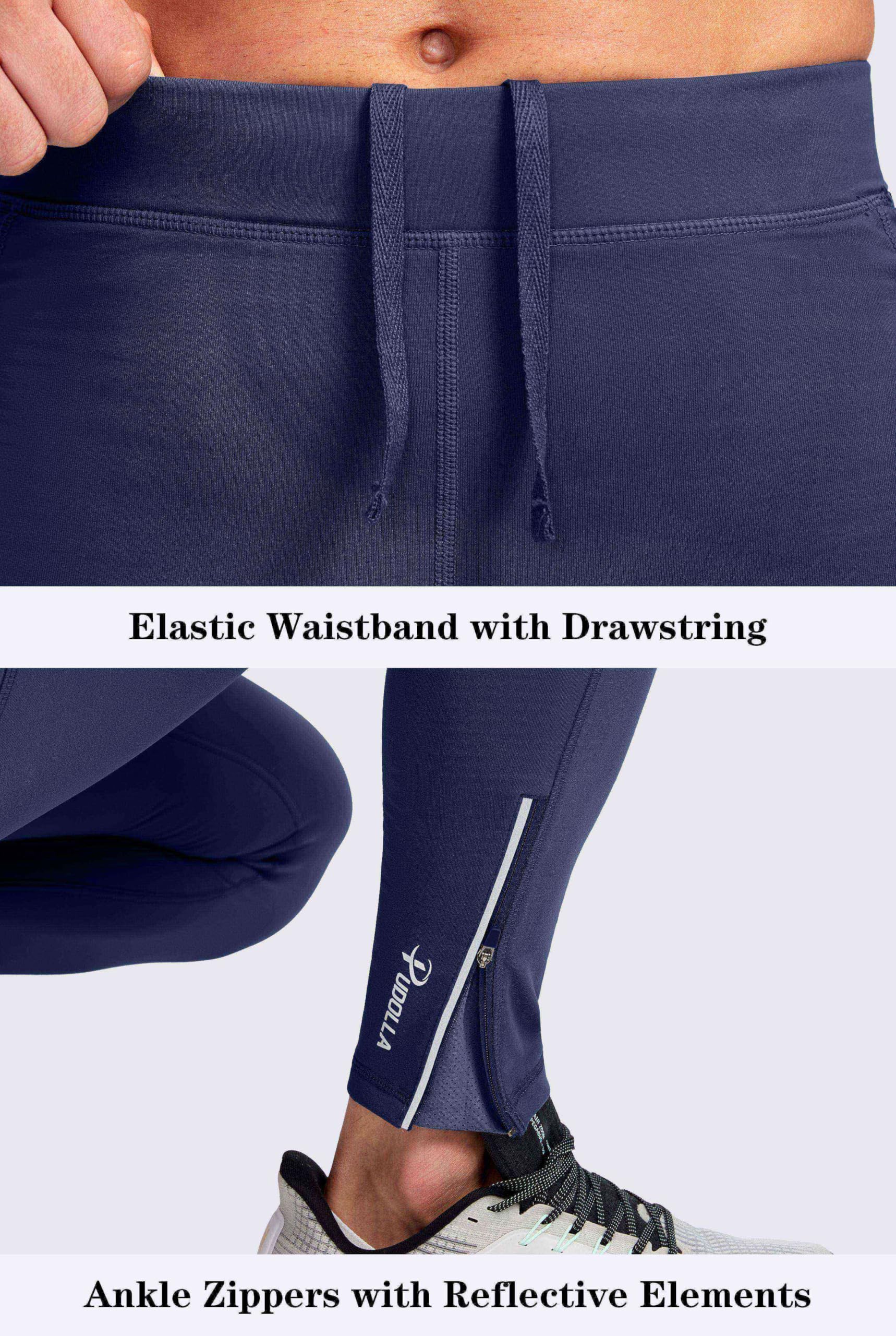 Pudolla Thermo-Laufhose für Herren, mit 3 Reißverschlusstaschen, Workout-Kompressionsleggings für Herren, Wandern, Joggen