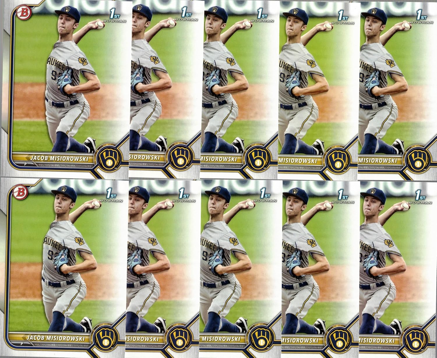 (10) 2022 Bowman Draft Baseball #BD-132 Jacob Misiorowski Pre-Rookie Card Investor Lot Brewers
