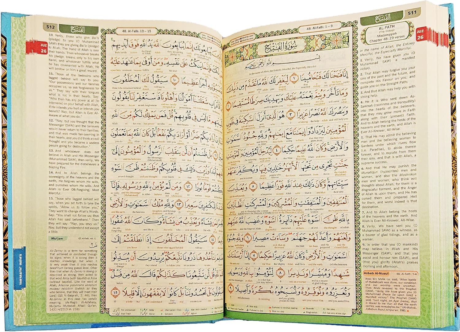 Color Coded Tajweed AlQuran Tradução ÁrabeInglês A5 Mint