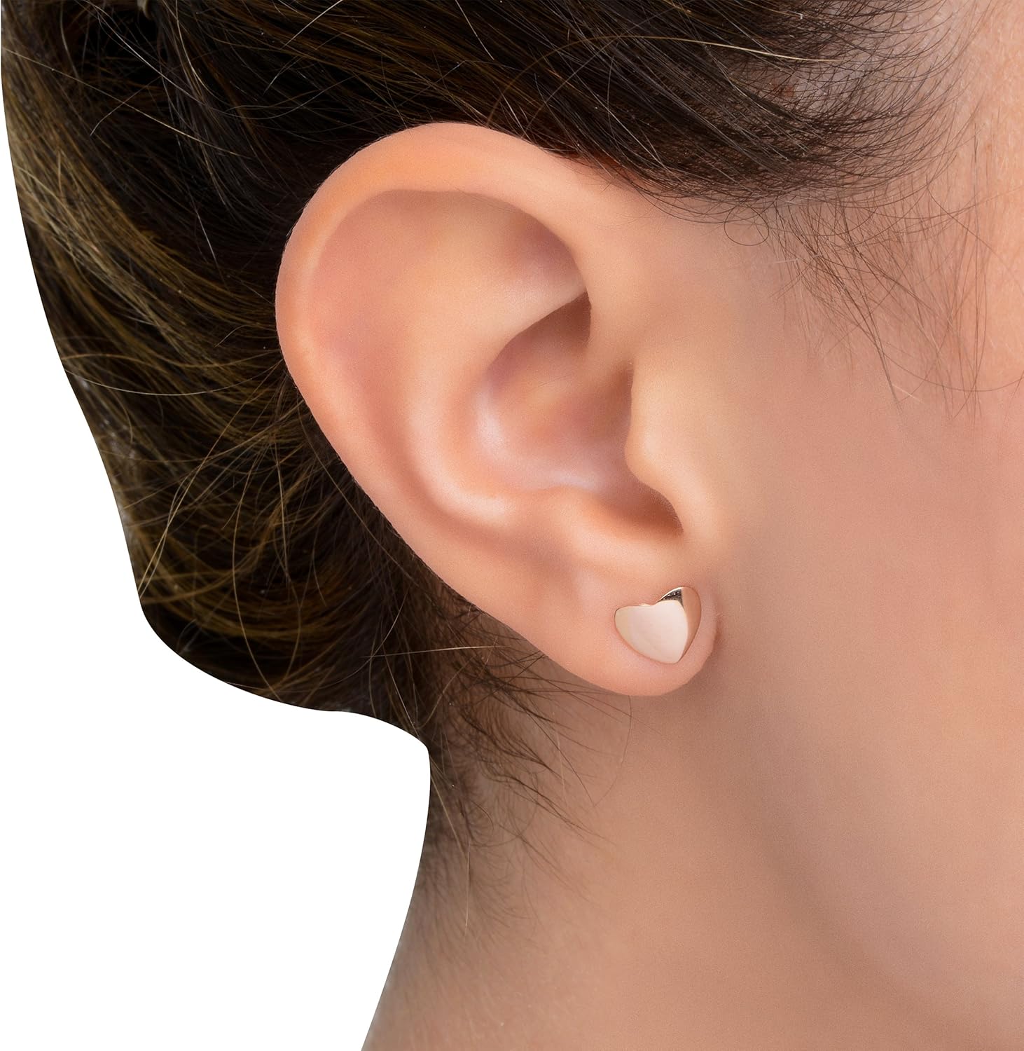 Kooljewelry 14k Gold Heart Stud Earrings (yellow gold or rose gold)