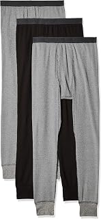 Fruit of the Loom Men's Recycled Premium Waffle Thermal Underwear Long Johns Bottom (1, 2, 3, and 4 Packs), Greystone Heather/Greystone Heather/Black, 5X-Large