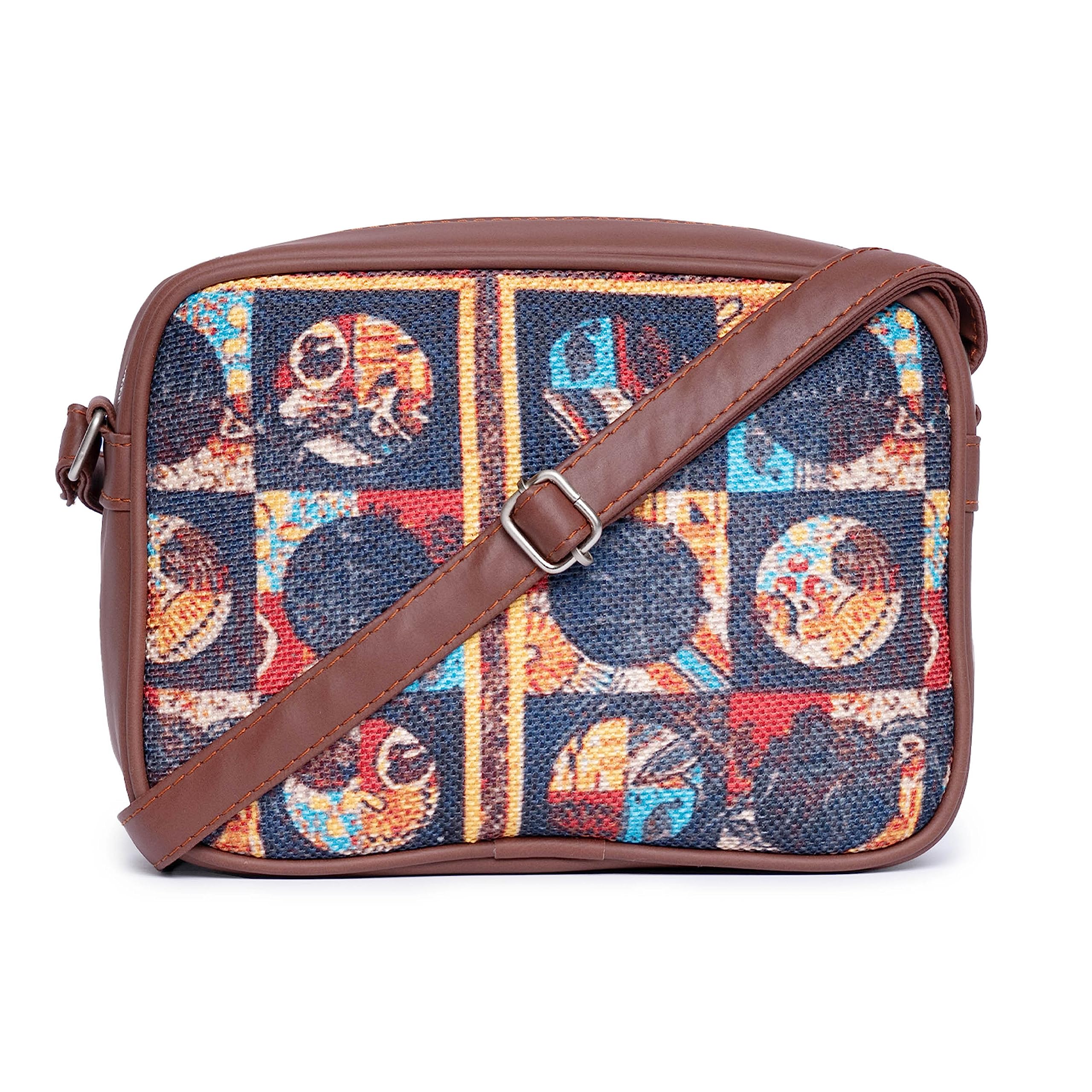 zouk Printed Vegan Leather Handmade Women's Handbags with double handles and detachable Sling Strap-picture-58