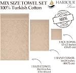 Harbourloom Boulevard Series 3-Piece Mix Size Luxury Bathroom Towel Set - Includes Bath Towel, Hand Towel & Washcloth, Soft 600 GSM 100% Turkish Cotton (Taupe Quartz)